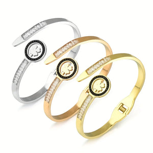 Stainless Steel Leaf Clovers Bracelet for Women Girls Party
