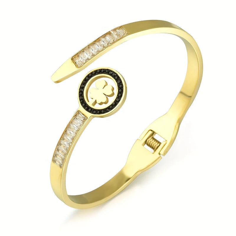 Stainless Steel Leaf Clovers Bracelet for Women Girls Party