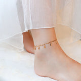 Stainless Steel Leaf Pendant Anklets Boho Women Foot Chain Leg Jewelry