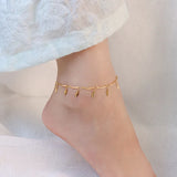 Stainless Steel Leaf Pendant Anklets Boho Women Foot Chain Leg Jewelry