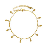 Stainless Steel Leaf Pendant Anklets Boho Women Foot Chain Leg Jewelry
