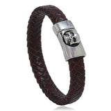 Skull Bracelet Retro Braided Titanium Steel Jewelry Leather Bracelet