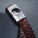 Stainless Steel Leather Bracelet Retro Woven Titanium Steel Jewelry