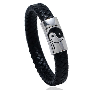 Stainless Steel Leather Bracelet Retro Woven Titanium Steel Jewelry