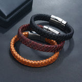 Stainless Steel Leather Bracelet Retro Woven Titanium Steel Jewelry