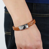 Stainless Steel Leather Bracelet Retro Woven Titanium Steel Jewelry