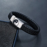 Stainless Steel Leather Bracelet Retro Woven Titanium Steel Jewelry