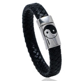Stainless Steel Leather Bracelet Retro Woven Titanium Steel Jewelry