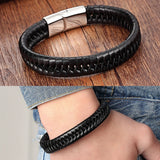 Stainless Steel Leather Rope Bracelet Buddha Jewelry