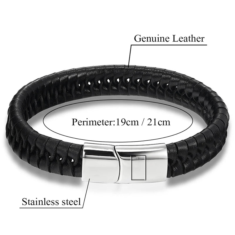 Stainless Steel Leather Rope Bracelet Buddha Jewelry