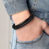 Stainless Steel Leather Rope Bracelet Buddha Jewelry