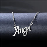 Stainless Steel Angel Letter Necklace for Women Girls