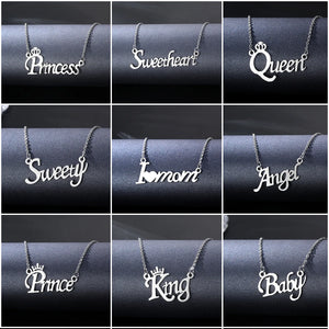 Stainless Steel Angel Letter Necklace for Women Girls