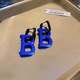 Stainless Steel Letter B Drop Earrings Minimalist Silver Statement Jewelry