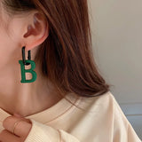 Stainless Steel Letter B Drop Earrings Minimalist Silver Statement Jewelry