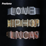 Stainless Steel Crystal Letters Bracelet Hand Cuff Band