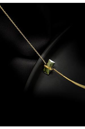 Olive Green Zircon Stainless Steel Ladies Necklace