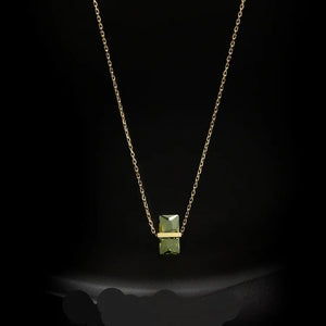 Olive Green Zircon Stainless Steel Ladies Necklace