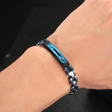 Stainless Steel Link Bracelet Cuff with Ceramic Wrist Charm