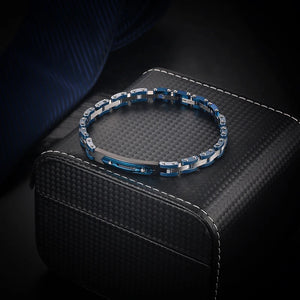 Stainless Steel Link Bracelet Cuff with Ceramic Wrist Charm