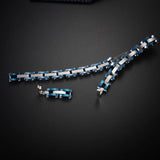 Stainless Steel Link Bracelet Cuff with Ceramic Wrist Charm