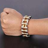 Men's Stainless Steel Link Chain Bracelet Steampunk Motorcycle Jewelry