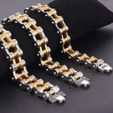 Men's Stainless Steel Link Chain Bracelet Steampunk Motorcycle Jewelry