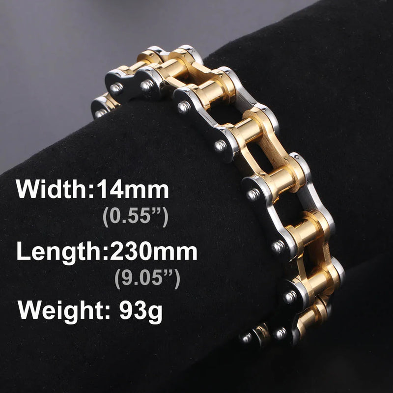 Men's Stainless Steel Link Chain Bracelet Steampunk Motorcycle Jewelry