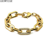 Crystal Link Chain Bracelet for Women Men