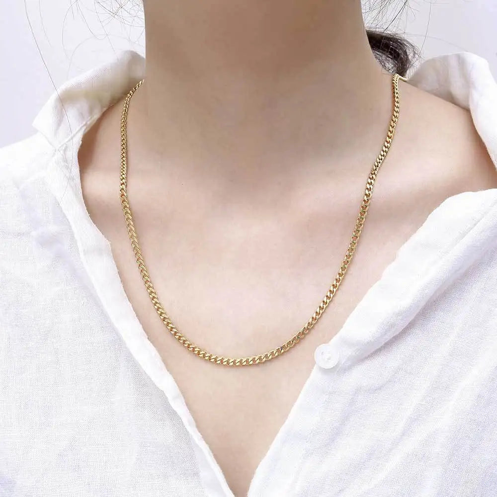 Women's Stainless Steel Link Necklace Silver Rope Chain Pendant Choker