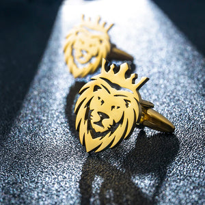 Stainless Steel Lion King Crown Cufflinks Men Boys Hip Hop Wedding Groom