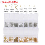 Stainless Steel Lobster Clasps Jump Rings Earring Hooks Extender Chain Set