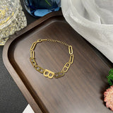 Stainless Steel V Letter Bracelet for Women with Key Charms