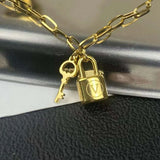 Stainless Steel V Letter Bracelet for Women with Key Charms