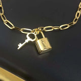Stainless Steel V Letter Bracelet for Women with Key Charms