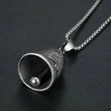 Stainless Steel Indian Chief Skull Bell Pendant Punk Locomotive Bell