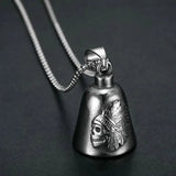 Stainless Steel Indian Chief Skull Bell Pendant Punk Locomotive Bell