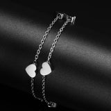 Stainless Steel Love Bracelet with Geometric Heart Pendant