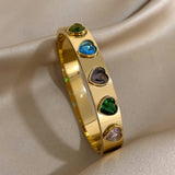 Stainless Steel Love Bracelets Crystal Couple Heart Matching
