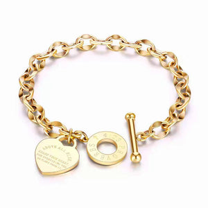 Stainless Steel Love Heart Bracelets For Women Charm Jewelry