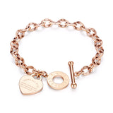Stainless Steel Love Heart Bracelets For Women Charm Jewelry