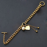 Stainless Steel Heart Bracelet Engraved with Name 18K Plating Jewelry