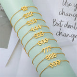 Stainless Steel Angel Number Charm Bracelet 111-999