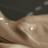 Stainless Steel Single Pearl Invisible Necklace Choker