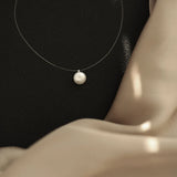 Stainless Steel Single Pearl Invisible Necklace Choker