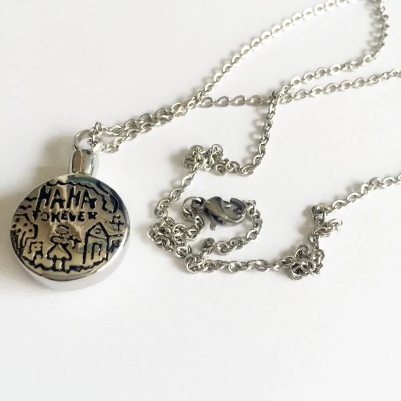 MAMA Forever Love Round Pendant Necklace Cremation Keepsake Memorial Pets Locket