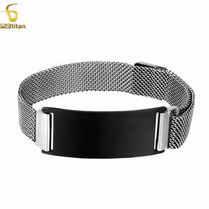 Stainless Steel Magnetic Bracelet Men Women Laser Burn Word Jewelry