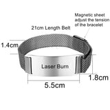 Stainless Steel Magnetic Bracelet Men Women Laser Burn Word Jewelry