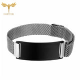 Stainless Steel Magnetic Bracelet Men Women Laser Burn Word Jewelry