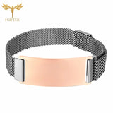 Stainless Steel Magnetic Bracelet Men Women Laser Burn Word Jewelry